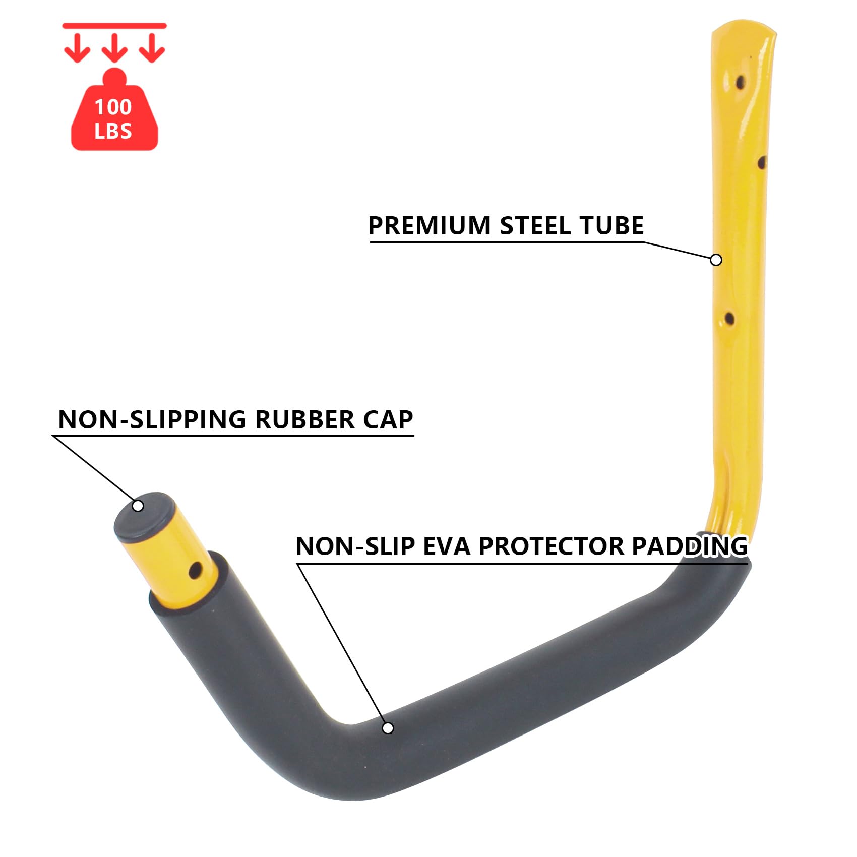 Kajak-Aufbewahrungsregal, 38,1 cm, Kajak-Haken für Garage, Wand mit Nylonriemen, Kajak-Wandhalterung für Kajaks, Surfbretter, Kanus, Snowboards, Werkzeuge (mehrere Farben)