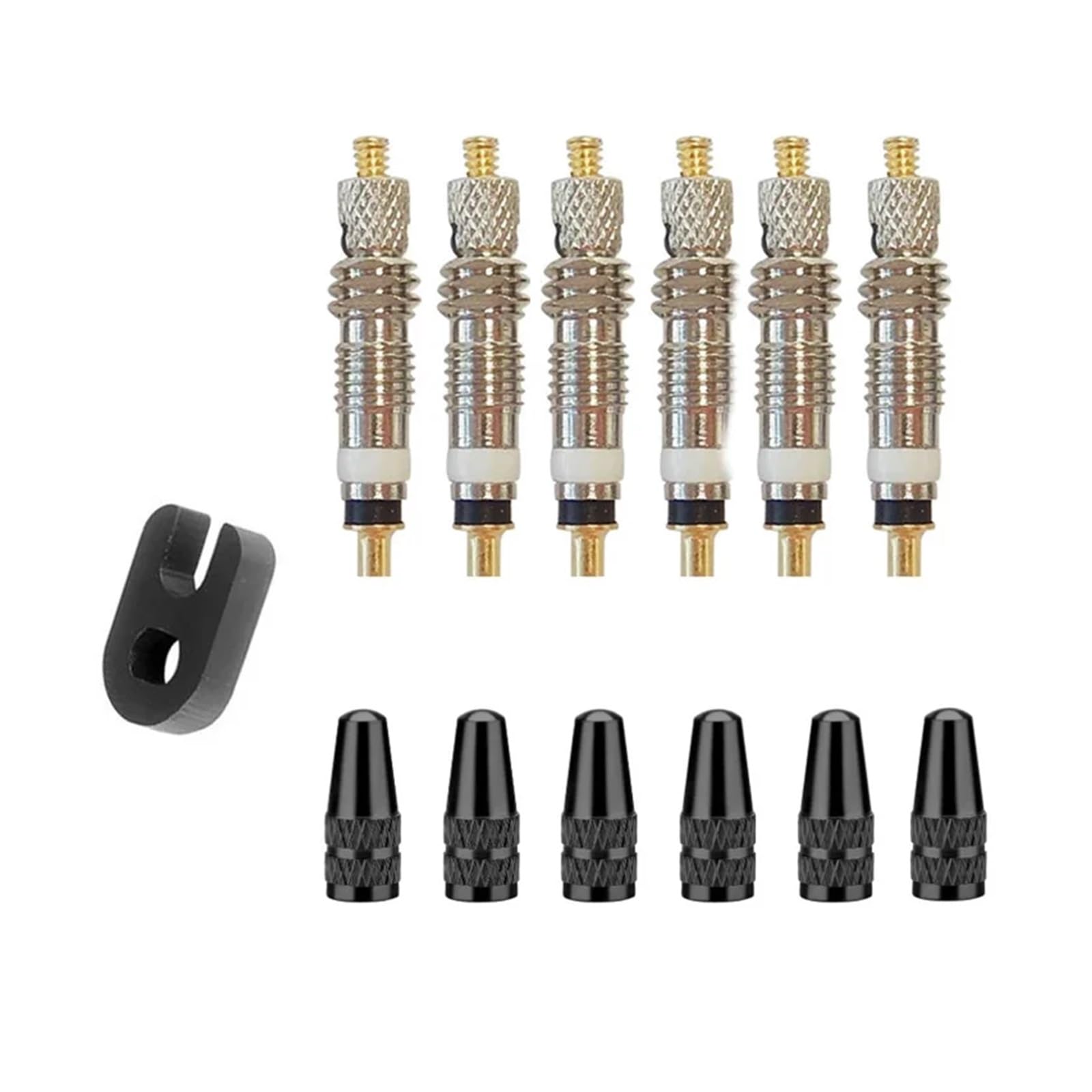 Dymkie Black 6/12Pcs Bicycle Removable Valve Core Bike Replacement Brass Tubeless Remover Tool For Road(Black)