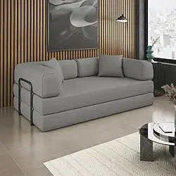 Sofá Cama Colchão Casal Compactair Confortável Sala Balaqui Cor:cinza Claro