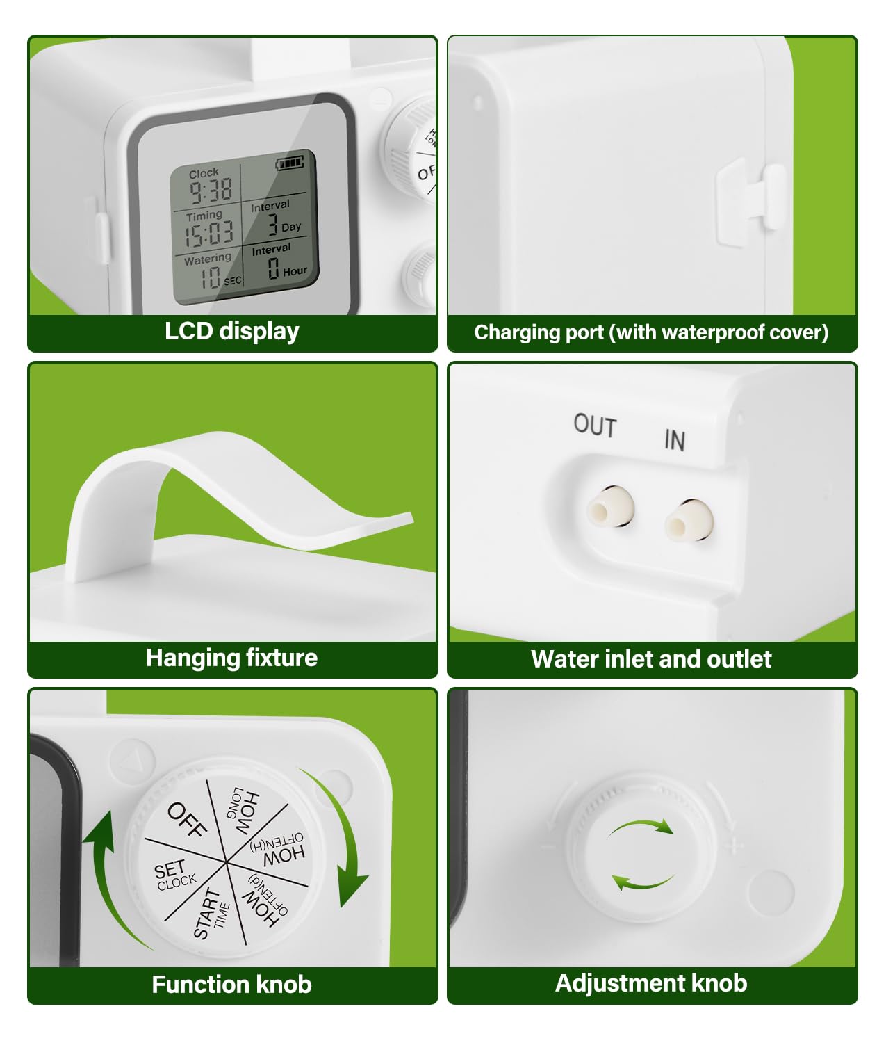 WADEO Sistema di Irrigazione Automatica per Vasi, [Programmazione Semplice] [Supporta fino a 15 Piante] Timer Ricaricabile, Kit di Irrigazione a Goccia per Balcone, Terrazze, Interni, Giardini