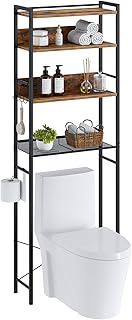 Rolanstar Bathroom Space Saver, 4-Tier Over The Toilet Storage Rack, Wooden Freestanding Bathroom Organizer, Multifunctional Bathroom Toilet Rack, Rustic Brown