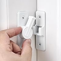 Vista 3 de 2 Paquetes de Cerraduras Blancas de 90 Grados para Puerta de Granero, Pestillos Pesados para Puerta Corrediza de Granero