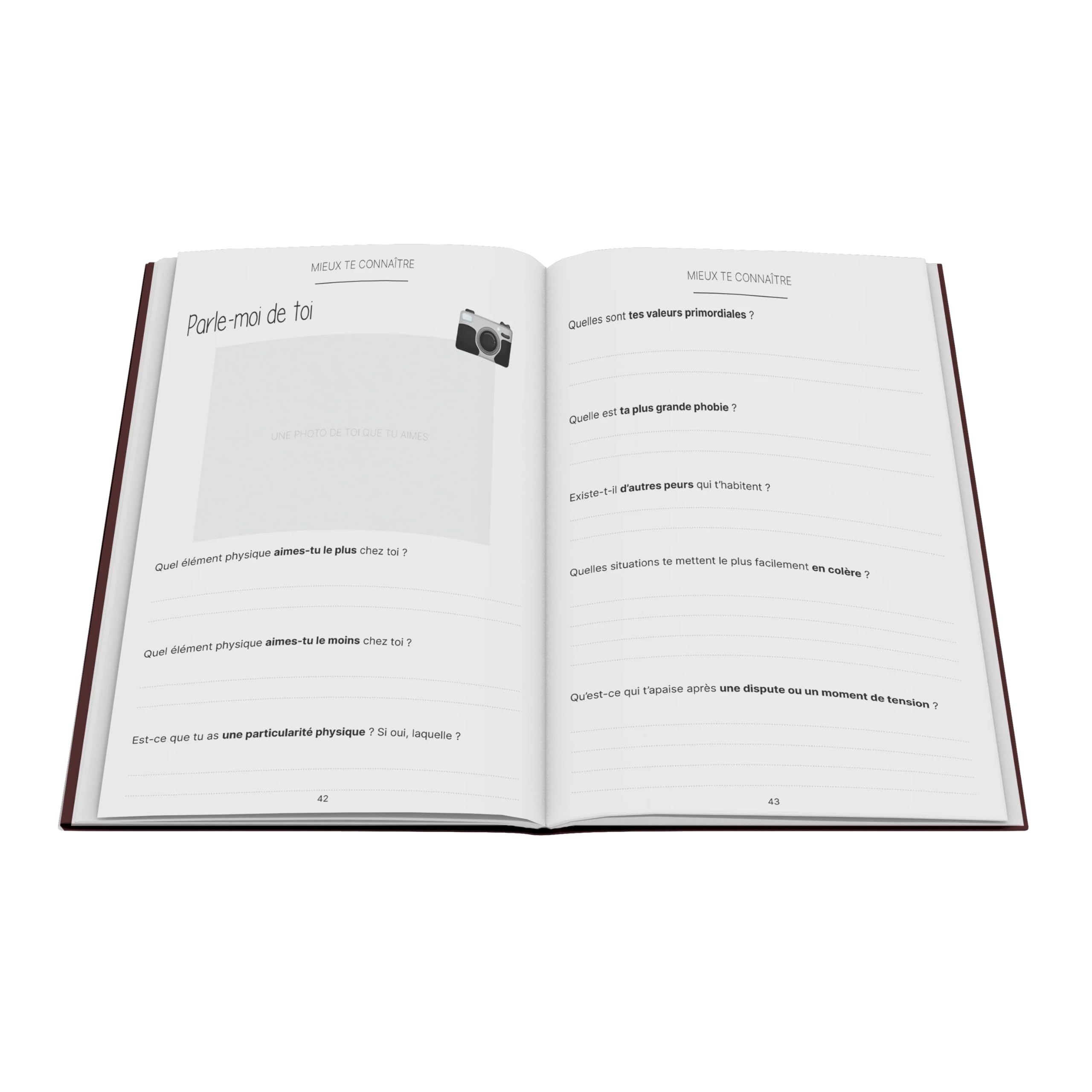 Livre de Questions sur l'Histoire et les Souvenirs du Couple, Couverture Cartonnée, 21 x 29,7 cm, 80 Pages