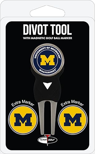 Team Golf NCAA - Herramienta Divot con 3 marcadores de pelota de golf, los marcadores son esmaltes magnéticos extraíbles de doble cara