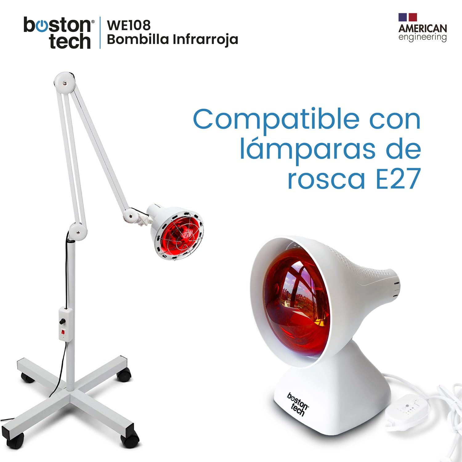 Boston Tech Bombilla Infrarroja para Termoterapia. Alivio para dolores musculares MEDIDAS 12 x 0,03 x 16,5 cm - ROSCA E27