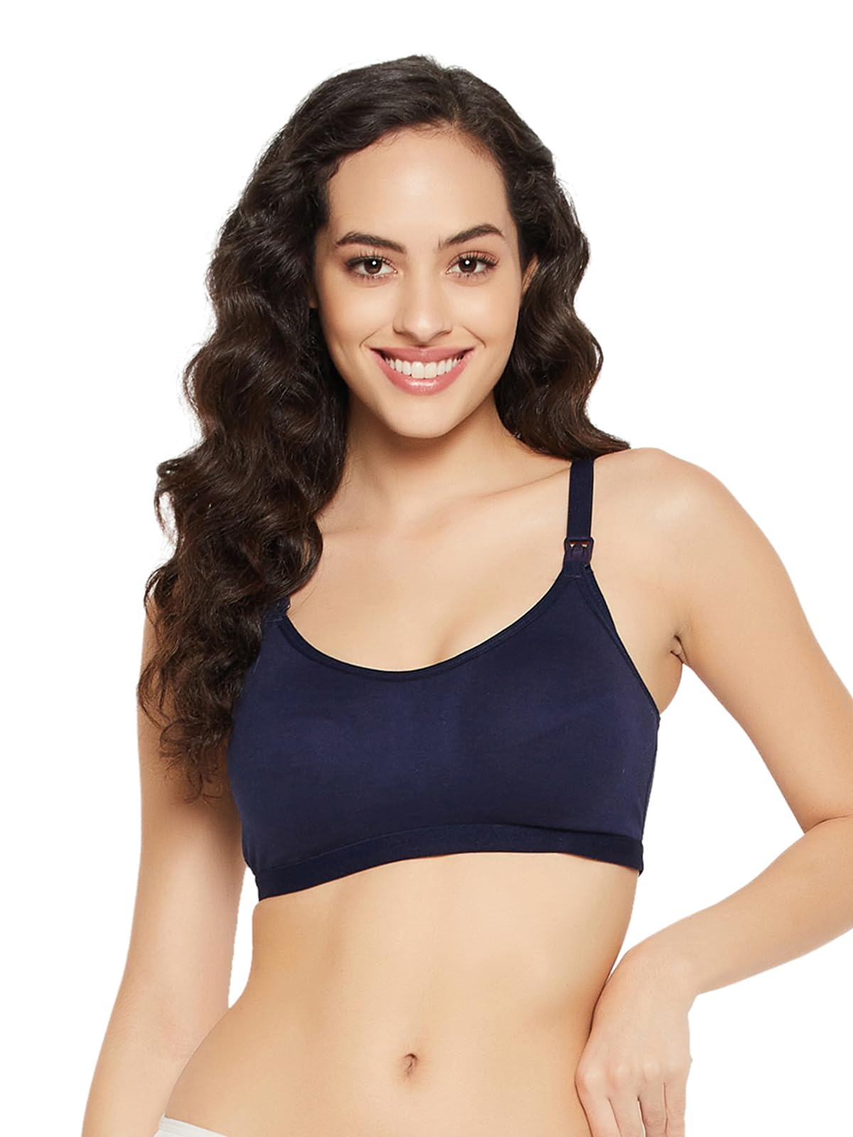 clovia Women's Cotton Solid Lightly Padded Full Cup Wire Free Maternity Bra - Blue-picture-15