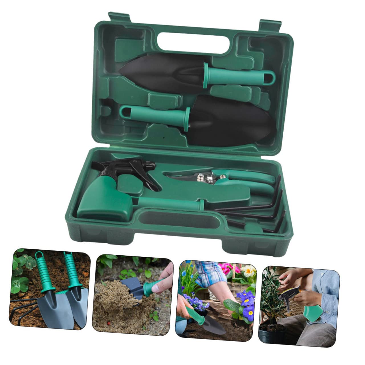 Set di Attrezzi da Giardino in Metallo Inossidabile con Custodia, Strumenti Resistenti per Coltivazione di Piante e Verdure, Attrezzatura Giardinaggio Portatile