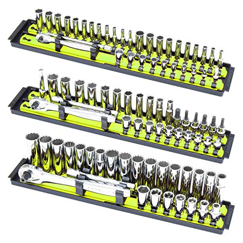 Image of ERNST Socket Boss Combo 3-Pack, Hi-Viz Ratchet Socket Organizer(8512HVA) - Made in the USA