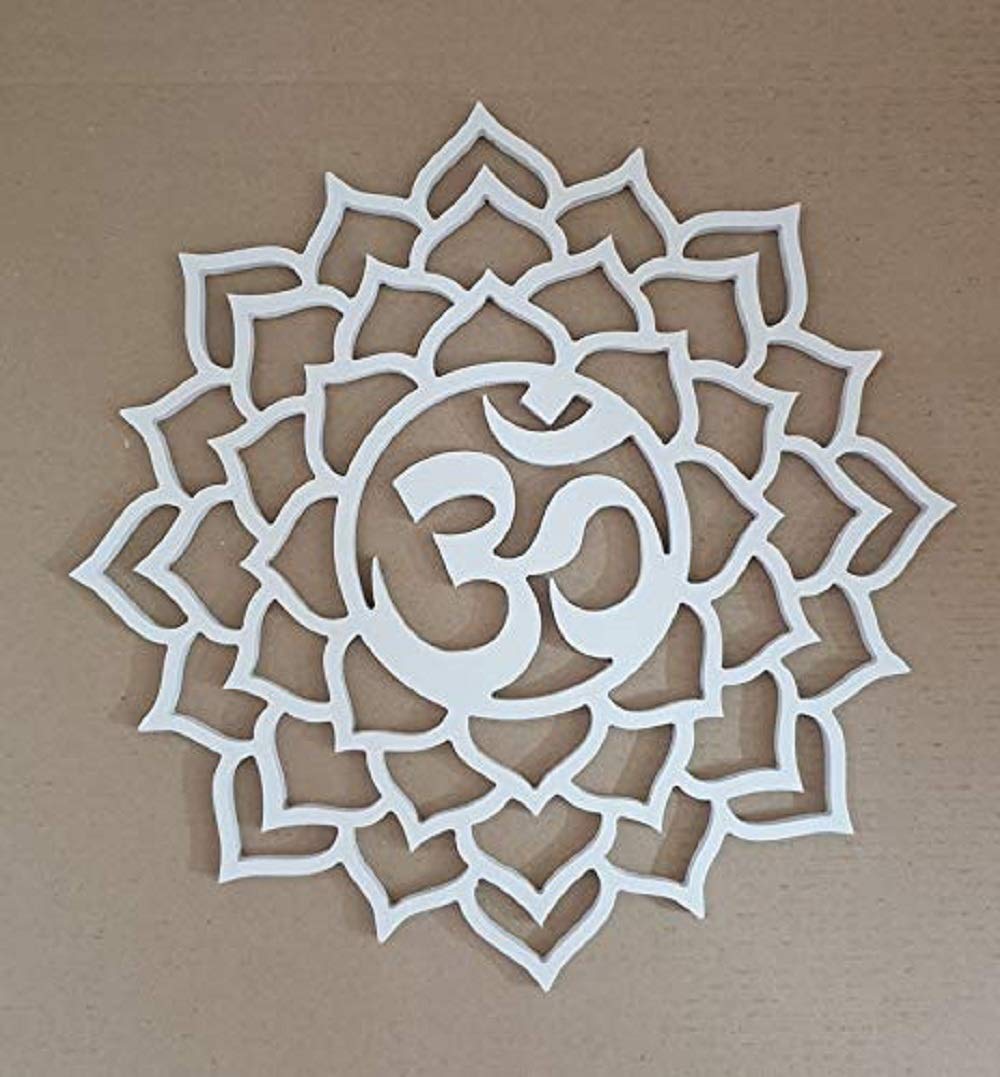 LASAANI Hindu devotional OM White Wall décor Piece, Hanging/stickable, Material - PVC, Washable & Water Proof