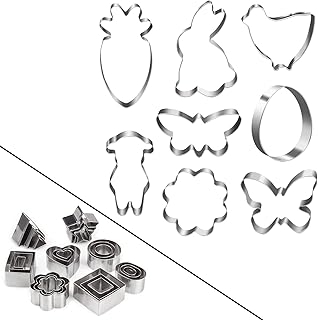 32Pcs Stainless Steel Cookie Cutter Set - Easter Cookie Cutter Set & Mini Cookie Cutters Set (8Pcs + 24Pcs)