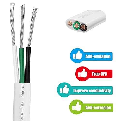 Miniatura 2 de Cable marino triplex de calibre 16, cable de cobre estañado para barco, 100 pies 16 AWG estándar USA OFC alambre de cobre libre de oxígeno para