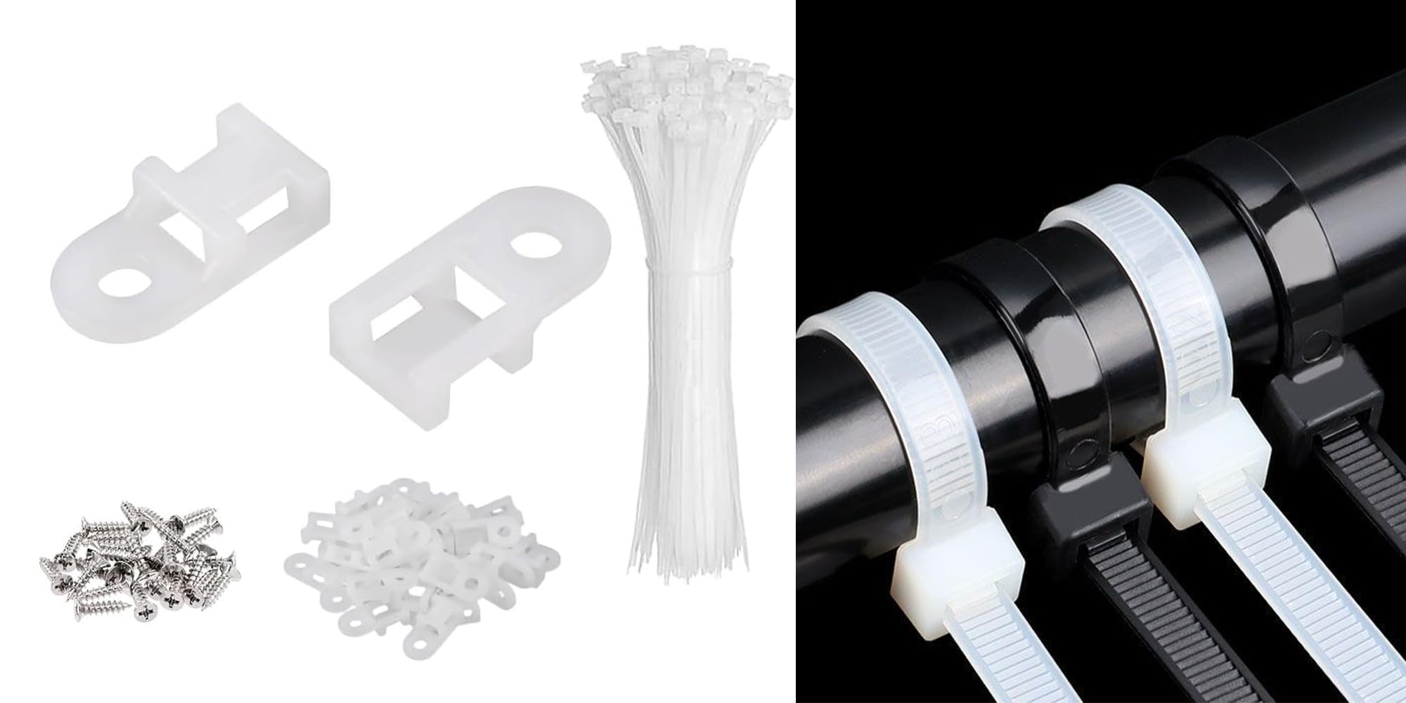 Kabelbinder-Halter Set – 60 Teile, Mit 15,2 Cm Kabelbindern, Weißer Basis & Schrauben