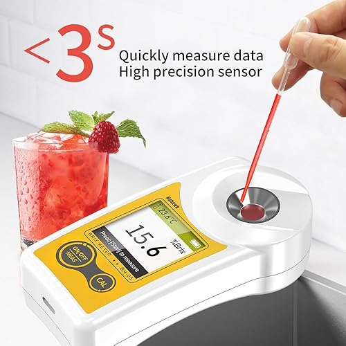 Miniatura 3 de Refractómetro digital Brix Flagfront Brix Medidor Refractómetro USB C Carga automática Compensación de temperatura Brix Rango de refractómetro