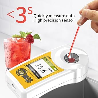 Digital Brix Refractometer Flagfront brix Meter Refractometer USB C Charging Automatic Temperature Compensation Brix Refractometer Range 0-55%,0.1% Precision(English Keyboard)