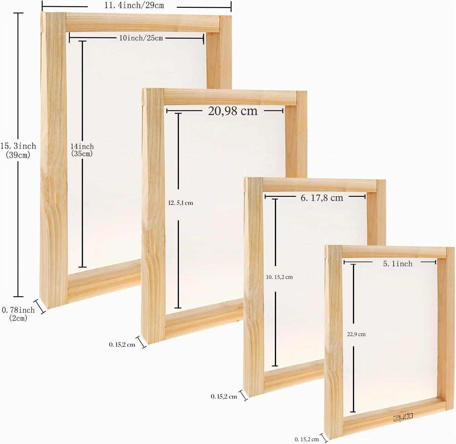 Caydo 31-teiliges Siebdruck Starter-Set mit Holzrahmen 110 Mesh, Rakeln, Transparenzfilm