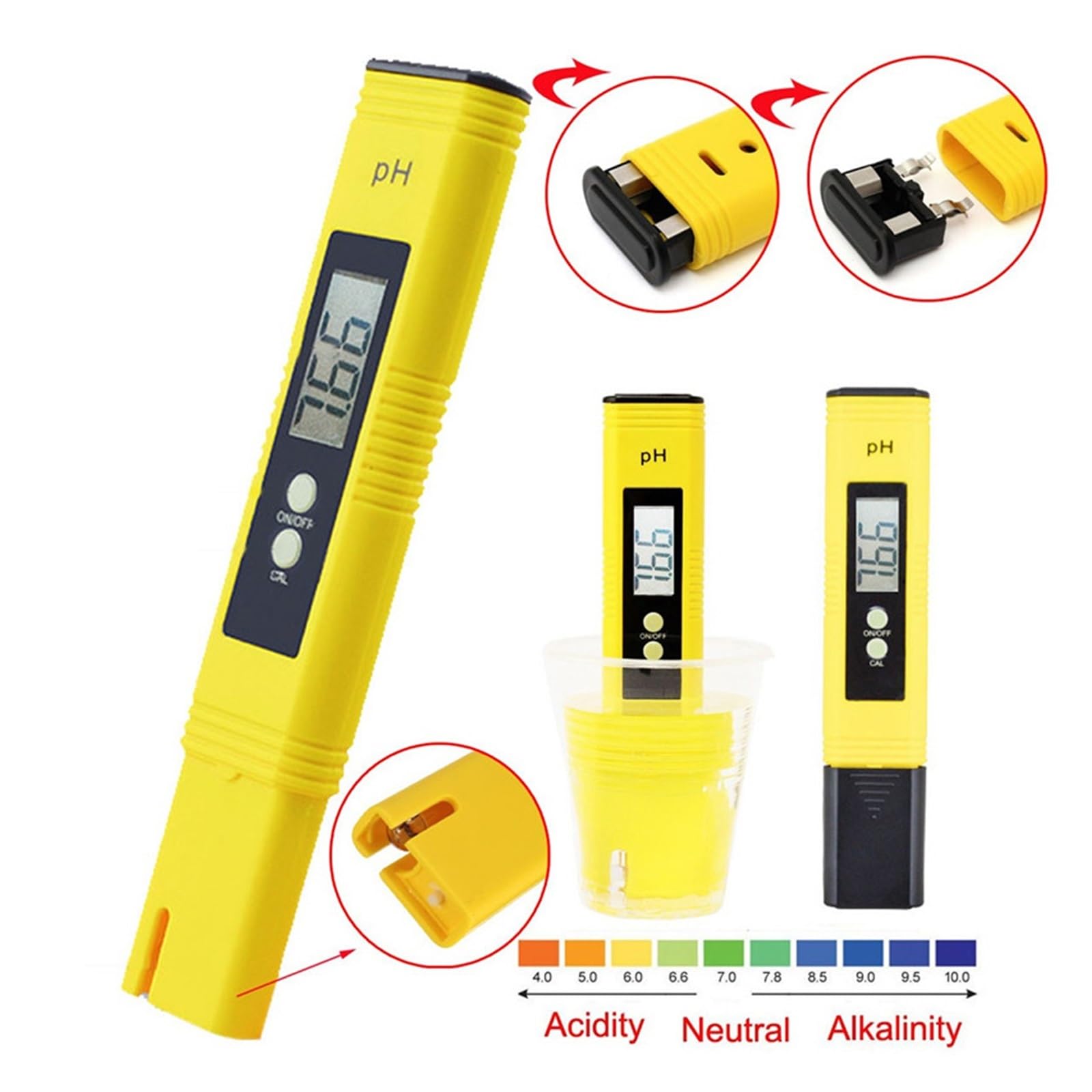 Tester PH 0.01 ad Alta precisione for Acqua/qualità del Suolo Tester 0-14 PH Meter 0-9990ppm TDS Meter Tester Digitale for Acqua for Acquario(Water PH Meter B)
