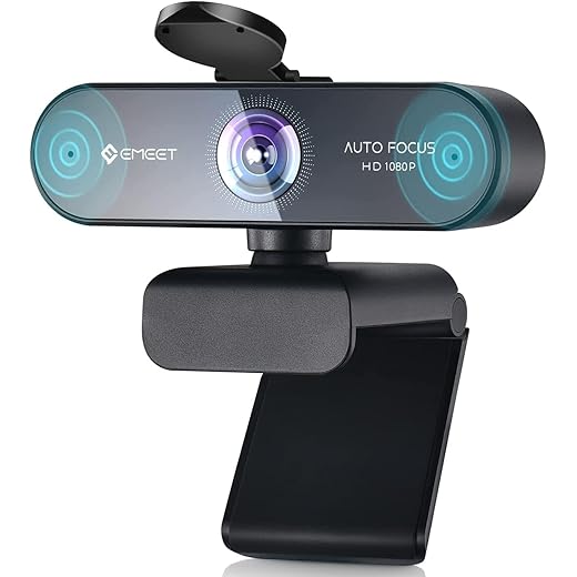 EMEET Webcam 1080P - NOVA Webcam mit Autofokus, Full HD Webcam mit 96° Weitwinkel und 2 Mikrofon mit Rauschunterdrückung, Automatische Lichtkorrektu