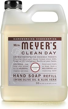 MRS. MEYER'S CLEAN DAY Hand Soap Refill, Made with Essential Oils, Lavender, 33 fl. (Pack of 4)