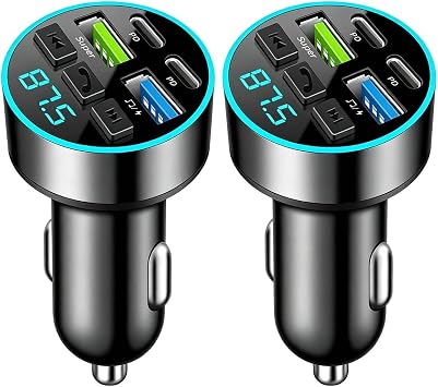 Car Bluetooth Transmitter,Bluetooth Car Adapter, Fm Bluetooth Transmitter Adapter Fast Charging Hands-Free Calling