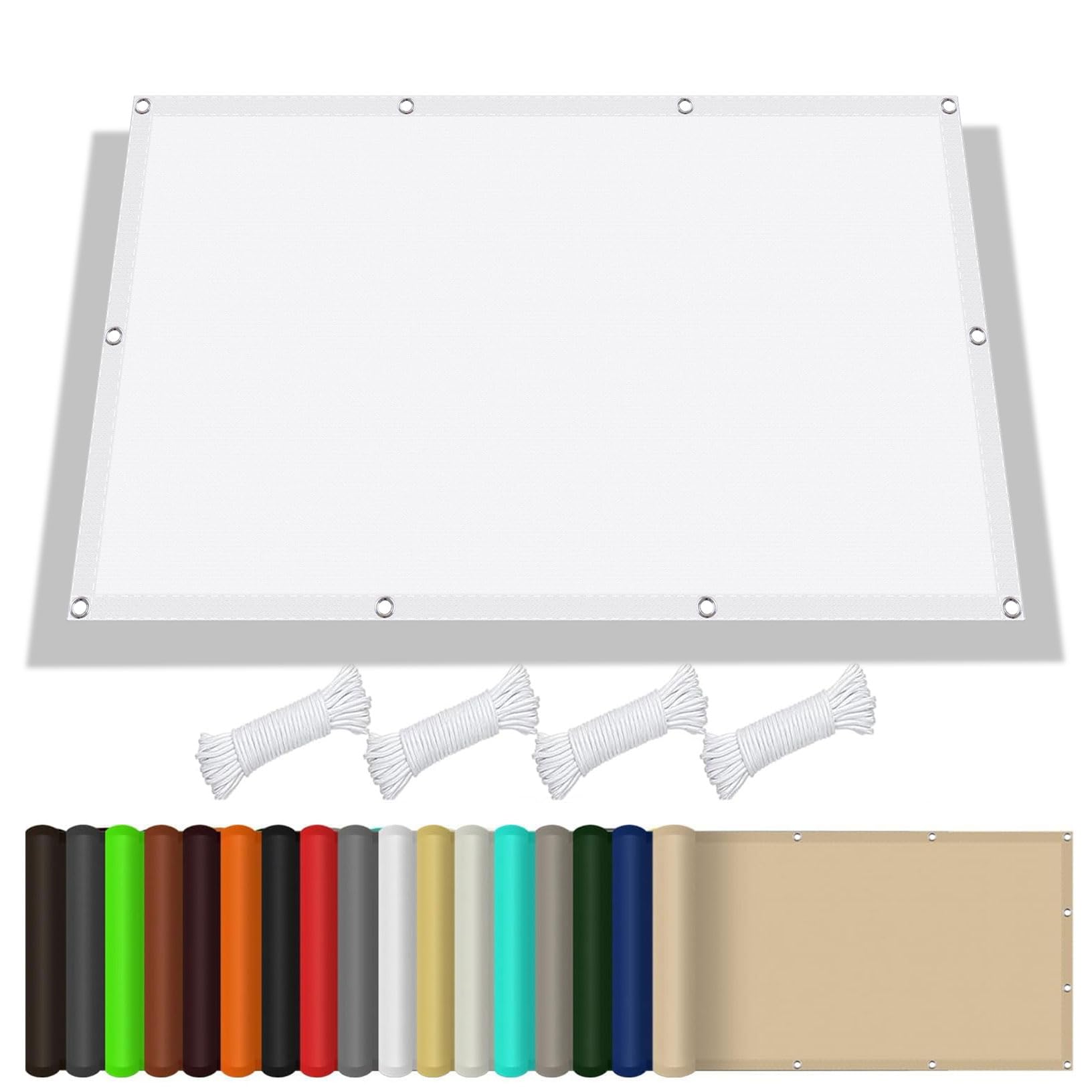 Voile d'ombrage rectangulaire pour terrasse et grand jardin blanc de 4.2x5.2m