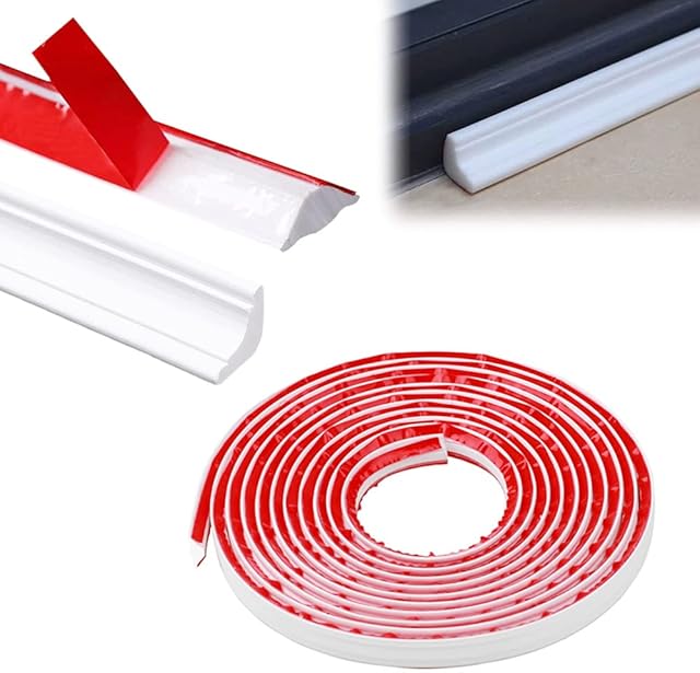 PVC Quadrant Trim, CAEEKER 5 Meters Tile Trim Caulk Strip Molding Trim Self Adhesive Flexible Skirting Board Wall Trim Laminate Floor Beading & Skirting Floor Edging Strip for Corner Decor12mm*9mm