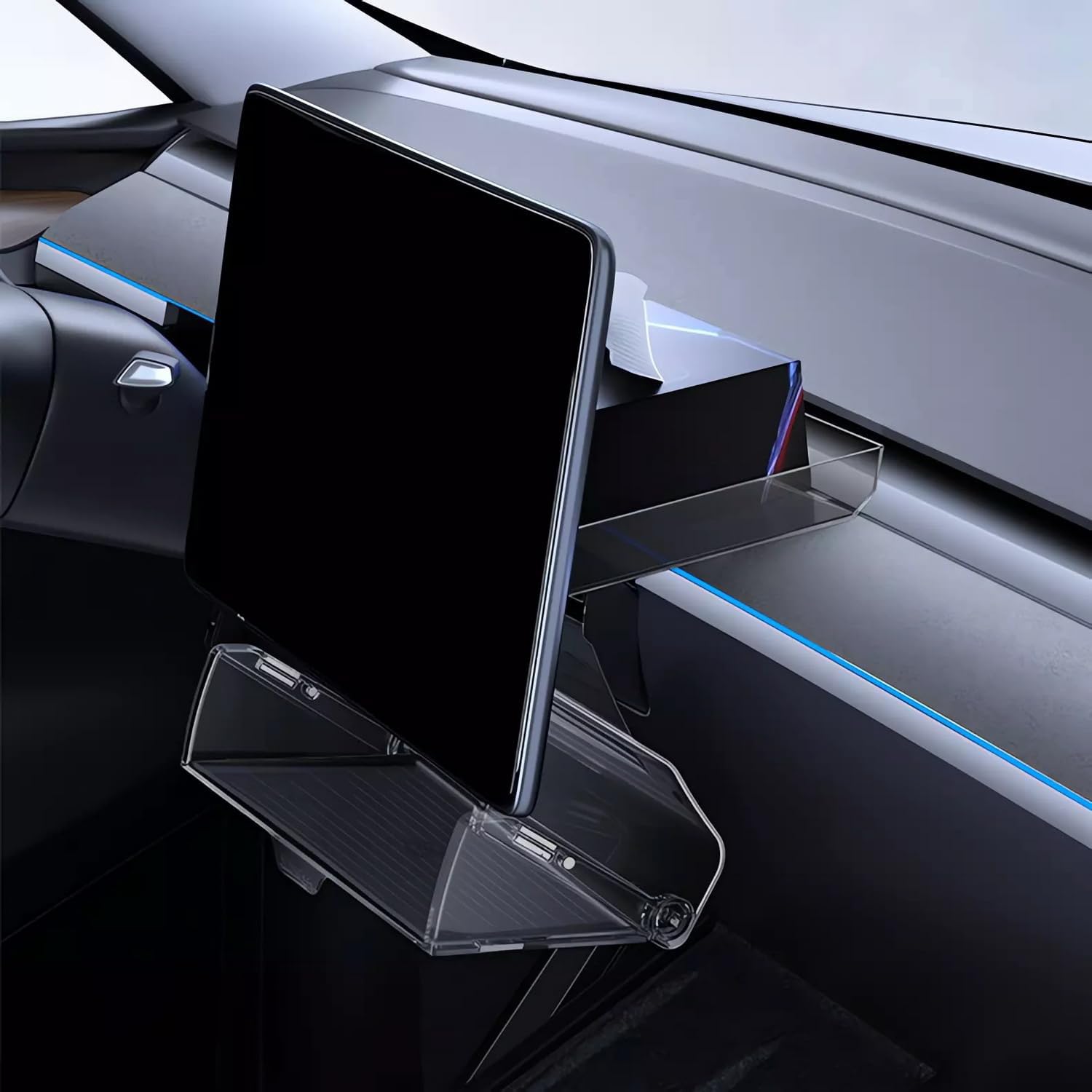 for 2025-2026 Tesla Model Y Juniper & 2024-2026 Model 3+ Highland Dashboard Screen Holder Hidden Storage Box Rack, Magnetic Prevents Shaking (Upper + Lower Boxes)