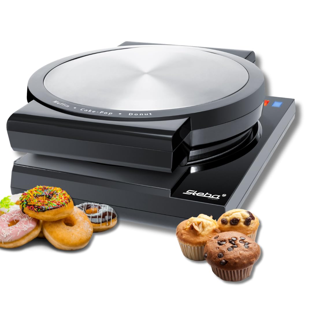 Steba Elektrogeräte Cake Maker 3 in 1, 3 antihaftbeschichtete Platten für Cake-Pops, Muffins und Donuts, Platten sind auf Knopfdruck leicht herausnehmbar, inkl. Cake Pop Halterung und Sticks, 800 Watt