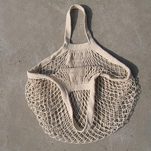 RETON Mesh Bag Organic Cotton String Shopping Tote Net Woven Re-usable Bag - White , 15inch
