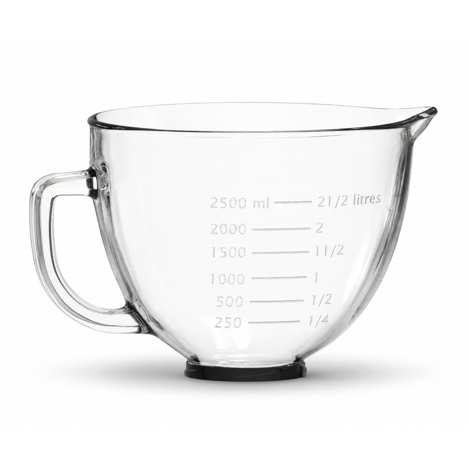 MMOBIEL Rührschüssel aus Glas für KitchenAid 4.3, 4.7/4.8L Artisan & Classic Serie Küchenmaschinen Zubehör 4.8L Glasschüssel mit Griff, Ausguss & Messmarkierungen – Nur Handwäsche
