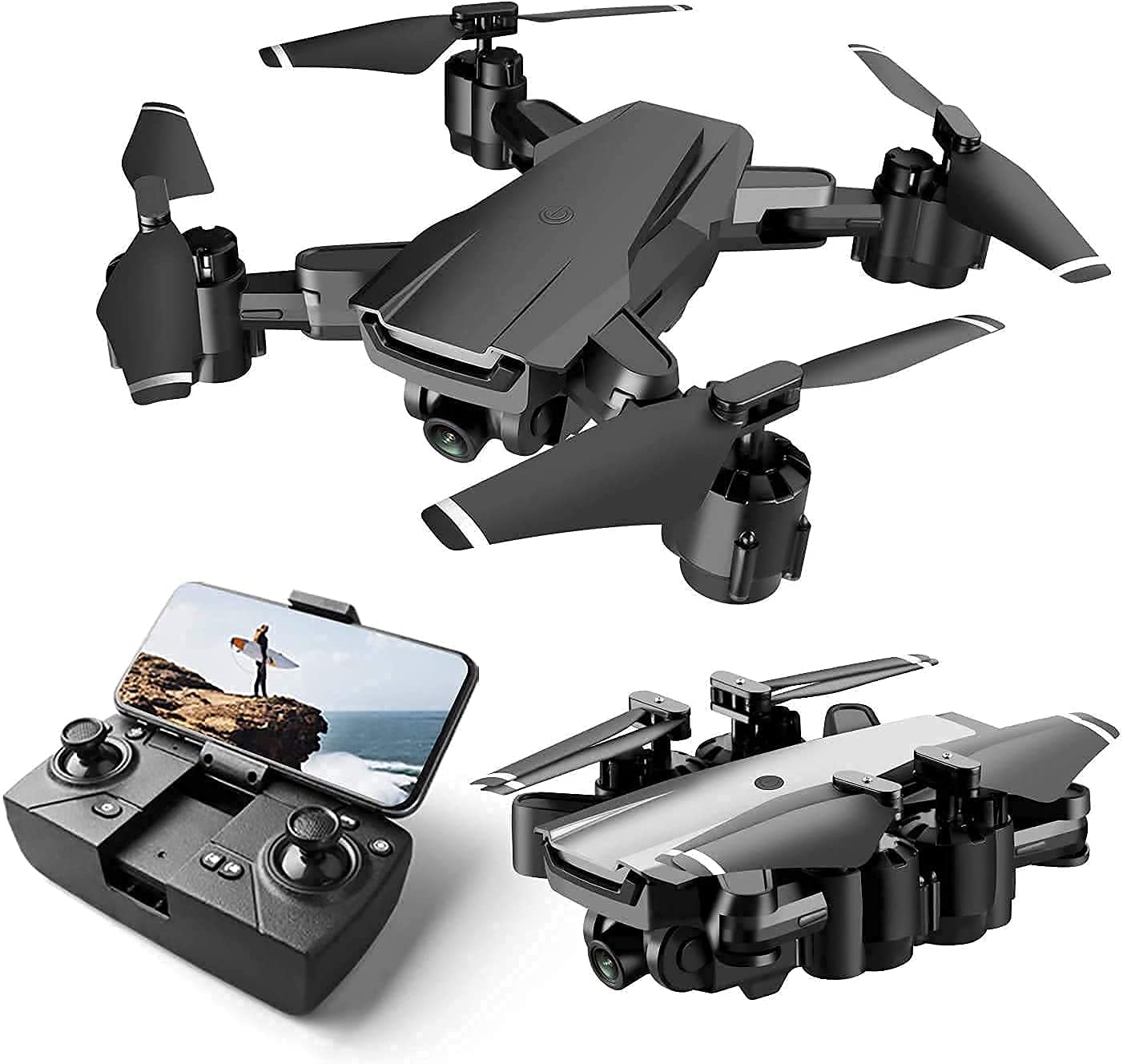 Drone with 4K Camera Live Video,WiFi FPV Drone for Adults with 4K HD 120 Wide Angle Camera 1200 Mah Long Flight time Auto Hover Fold able RC Drone for Boys / Adult Gift