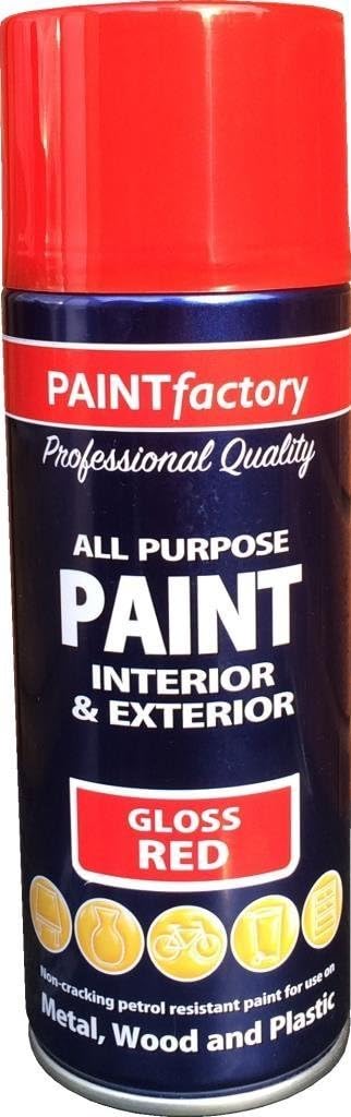 400ml All Purpose Red Gloss 1742PR Spray Can Household Car Van Bike Aerosol Paint (1 Pack)