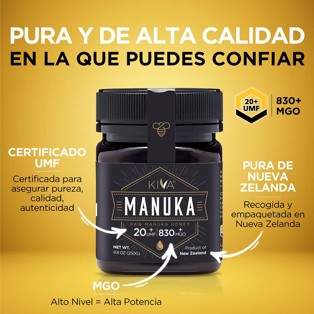 Kiva Raw Manuka Honey, Certified UMF 20+ MGO 830+ 100 Pure Genuine