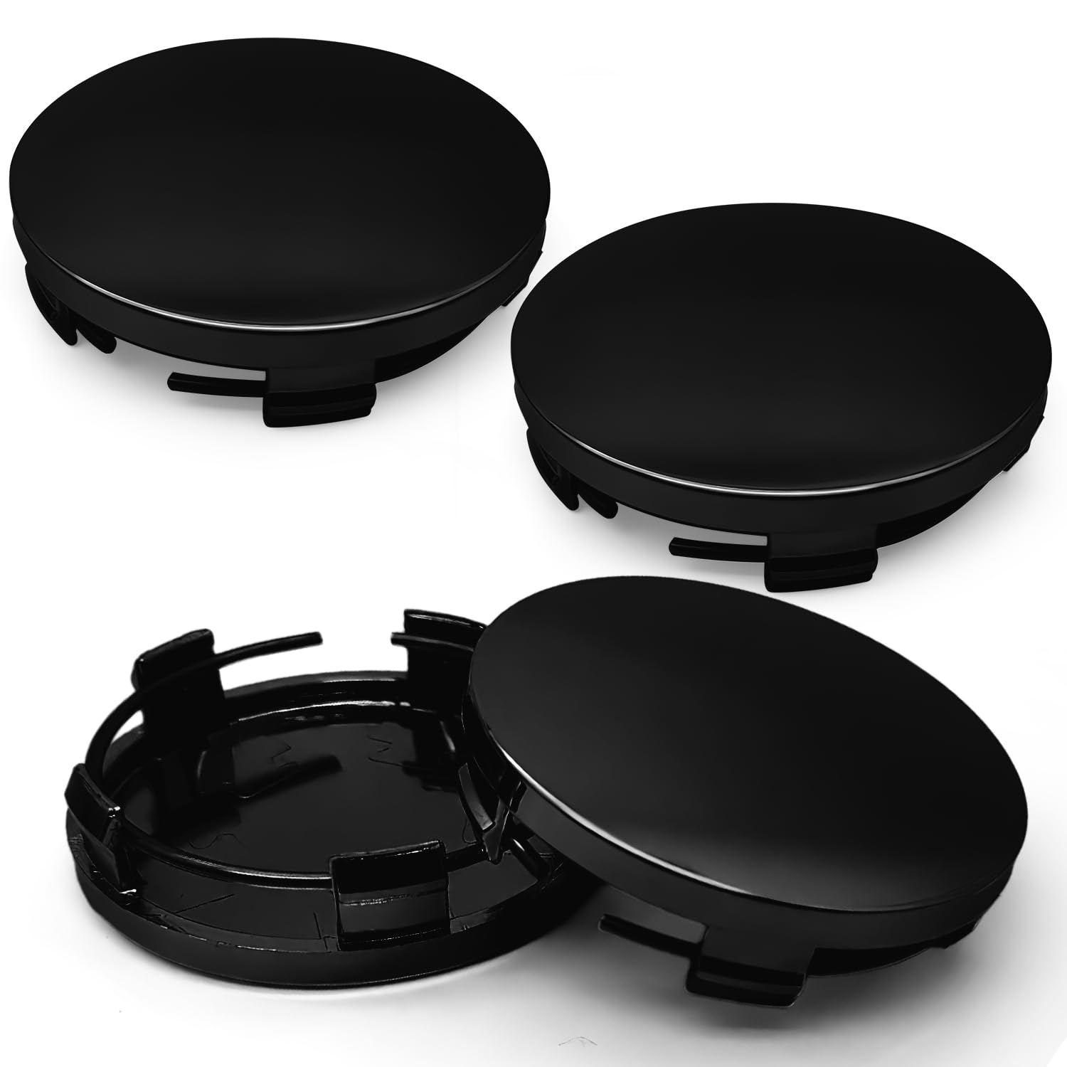 4 Stück Felgenkappen, Nabendeckel OD 60mm ID 56mm, Radnabendeckel, Radnabenkappen, Nabendeckel, Nabenabdeckung, Radnabenabdeckung, Universal ABS Silber Nabenkappen… (60mm-Black)