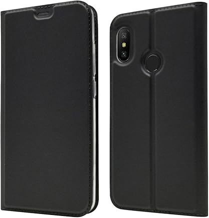 LAGUI Funda Xiaomi Mi A2 Lite, Ultrafina Carcasa Minimalista Tipo Libro con Tapa Imantada y Ranura para Tarjeta y Soporte Horizontal, Negro