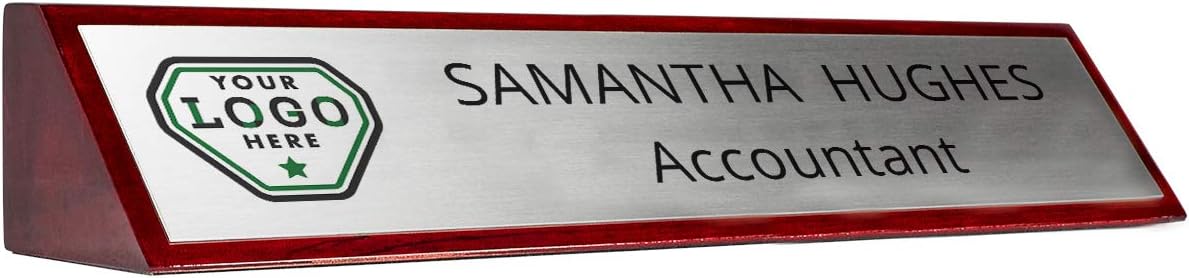Rosewood Desk Wedge Name Plate (Gold, 10x2")