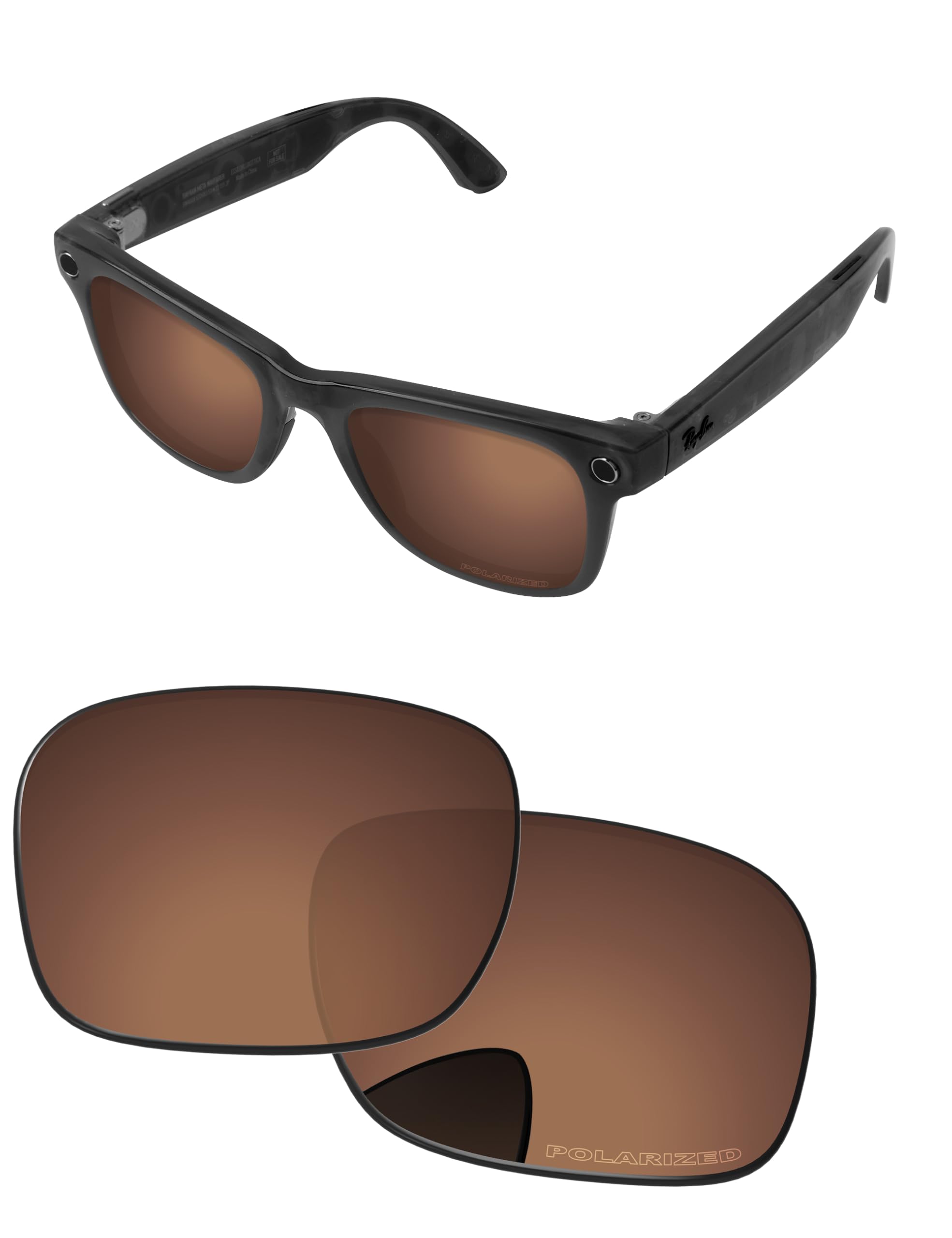 Replacement Lenses for Ray-Ban Meta Wayfarer RW4006 &amp; RW4012 50mm AI Glasses - Photochromic, Anti Blue Light Lens