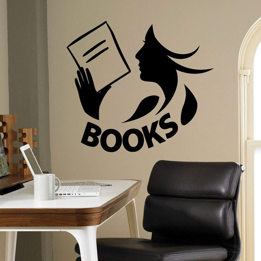 HFDHFH Book Wall Decal Library Reading Room Bookstore Bedroom Crack Sticker Reading Art 110X123CM