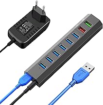 Vansuny USB 3.0 HUB Powered 8 Ports USB Hub Powered with Power Supply 36W Grey USB 3.0 HUB for PC Laptop Desktop