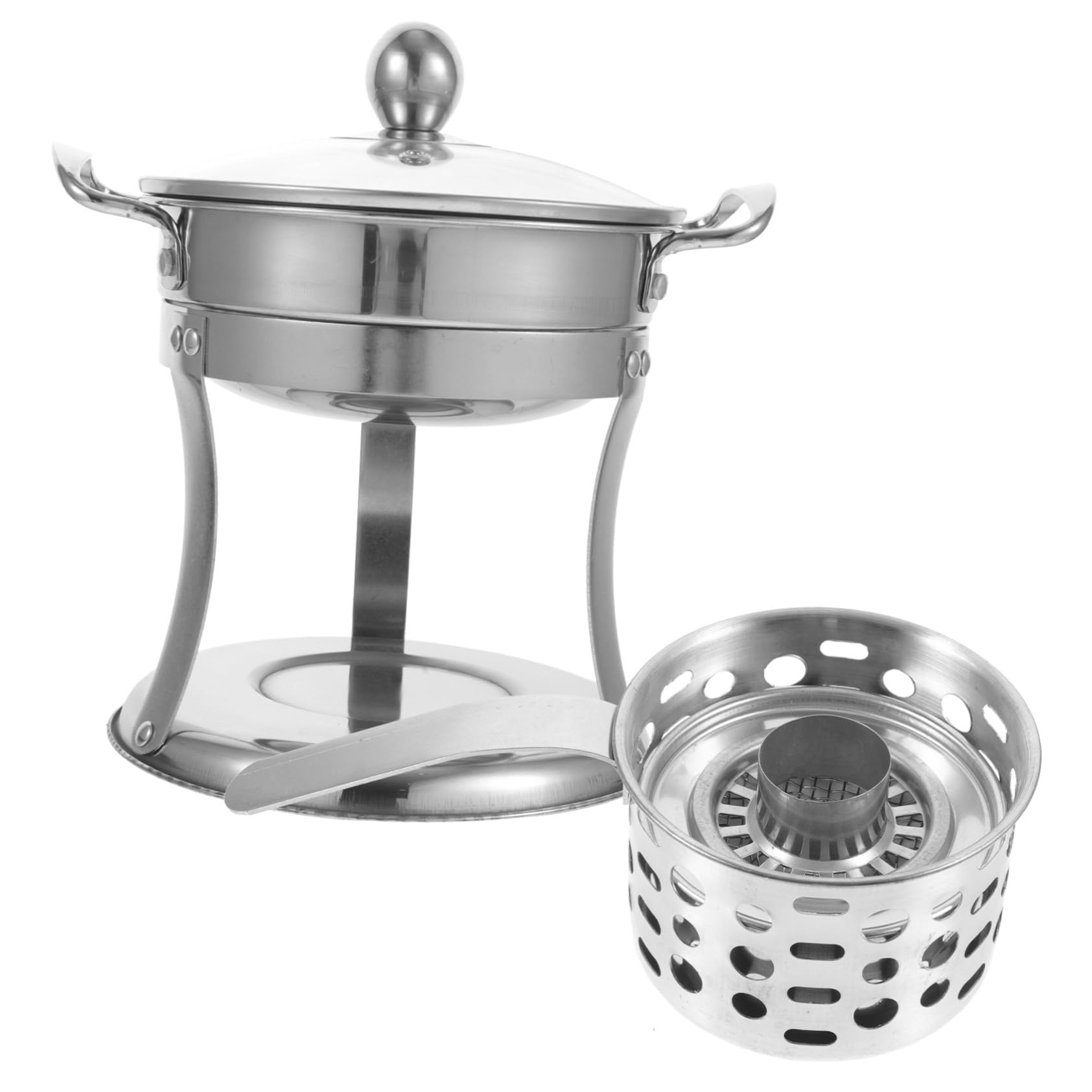 Marmite à fondue inox avec couvercle en verre haute résistance