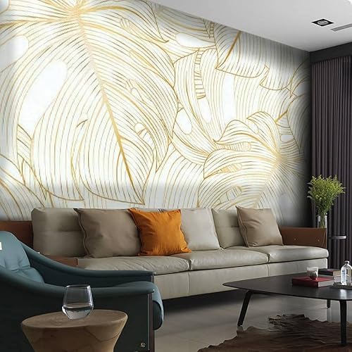 Miniatura 4 de Fondo floral vintage de lujo sin costuras con hojas doradas de monstera de PVC, papel de contacto autoadhesivo extraíble, papel de contacto, pelar y