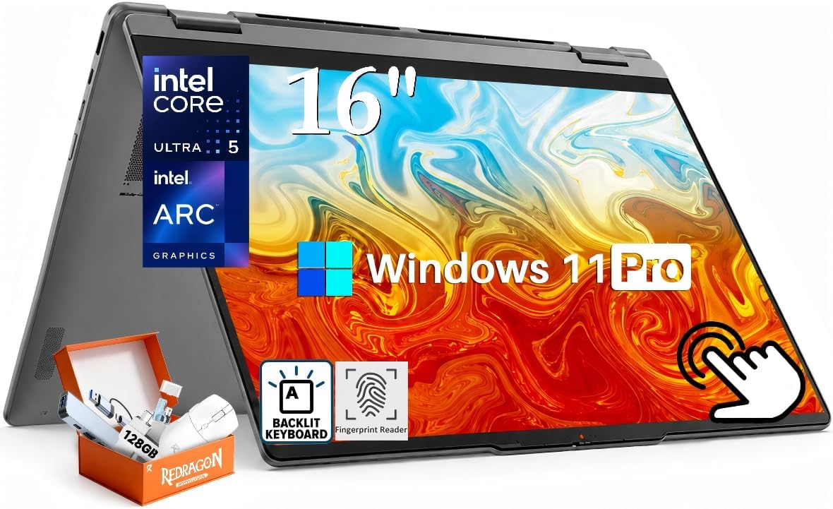  Yoga 7i 2-in-1 Touch Laptop Intel Ultra 5 226V 16GB DDR5 RAM 1TB SSD | 16" 2K Touchscreen, Copilot+ PC, Backlit Keyboard, Fingerprint Reader, Thunderbolt 4, Intel Arc GPU, Wi-Fi 7, Windows 11 Pro