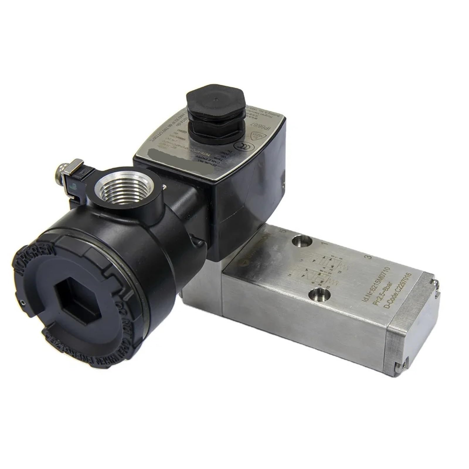 PXQCHAVLN 6215M0710 Inline 1/4" NPT 5 Ways Stainless Steel Body -40 to 60 4W Indirect Solenoid Actuated Spool Valve