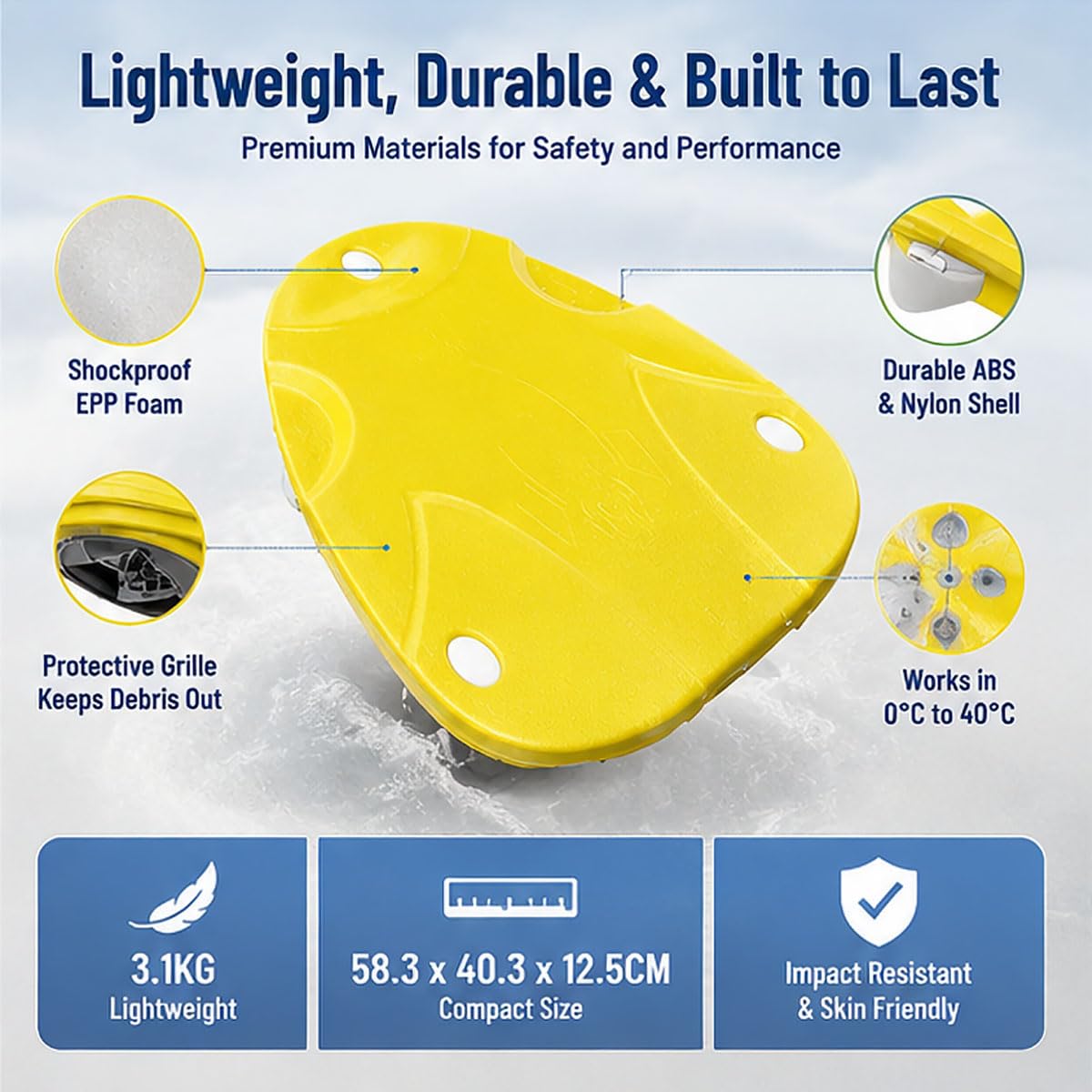 Scooter elettrico subacqueo, galleggiante per piscina motorizzato con capacità di carico di 80 kg e durata della batteria di 50 minuti, per sport acquatici, immersioni, snorkeling