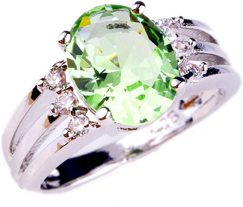 Psiroy 925 Sterling Silver Plated Oval Shaped Simulated Amethyst Ring