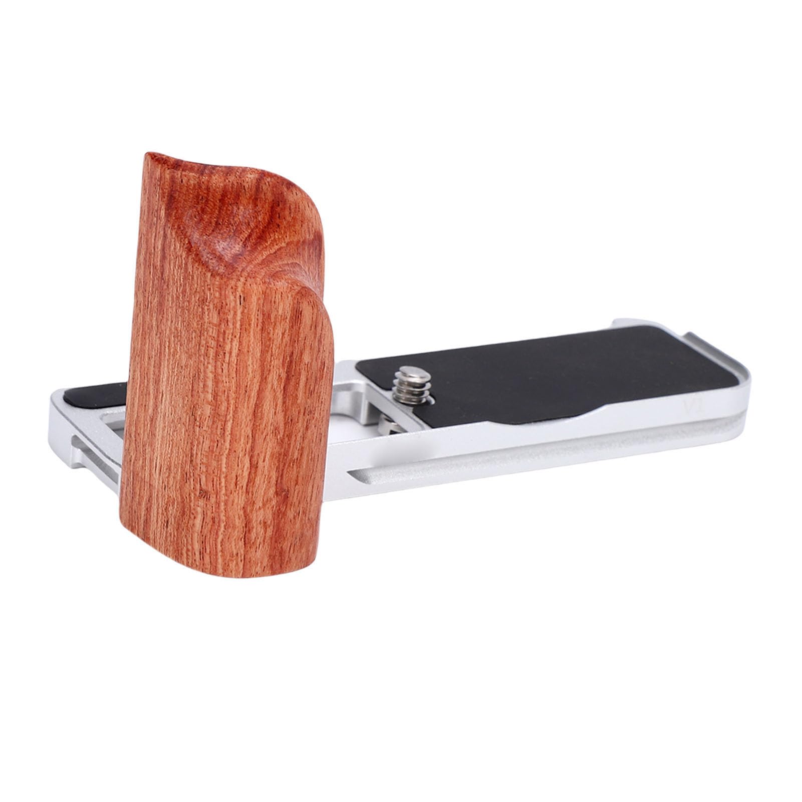 Tosuny Staffa a L per V1, Piastra a Sgancio Rapido in Alluminio (SILVER) | L Shape Handgrip with Wood Grip, 1/4 Inch Threaded Hole, Support for Arca Tripod