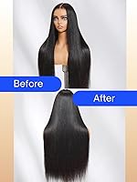 Vista 32 de Nadula Peluca Bob de cabello humano rubio degradado sin pegamento, encaje frontal HD de 7 x 5 pulgadas, Bye Bye Knots, predepilada, precortada