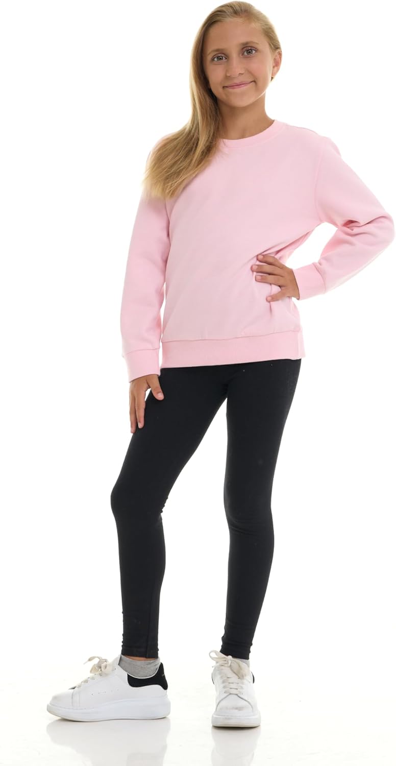 Pink Angel 2-Pack Girls Fleece Crewneck Sweatshirts – Soft Cotton Blend Pullover Tops for School, Play, and Layering - Image 3