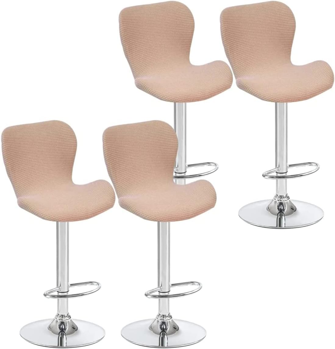 Stretch Bar Stool Covers Set of 4/6 Low Back Curved bar Stool Chair Slipcovers Modern Swivel High Bar/Counter Chair Cover, for Kitchen Short Dining Chair,Milky,4PCS