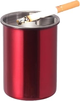 Car Ashtray with Lid, Portable Smell Proof Ashtray for Car, Detachable Smokeless for Car Cup Holder, Stainless Steel Windproof Extinguished Butt Bucket Ash Tray for Outdoor Travel Home Office Red