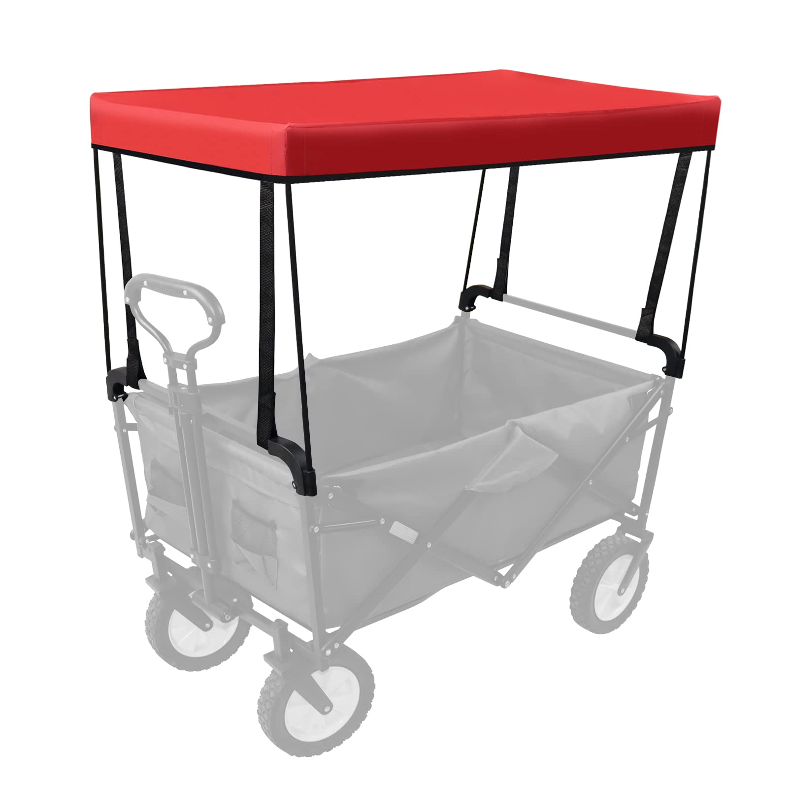 VOONKE Wagon Canopy Cover Garden Push Awning Portable Outdoor Stroller Accessories - Awning for Garden Wagon, Shopping, Camping (Suitable for Half-Folded Wagon) Webbing Red
